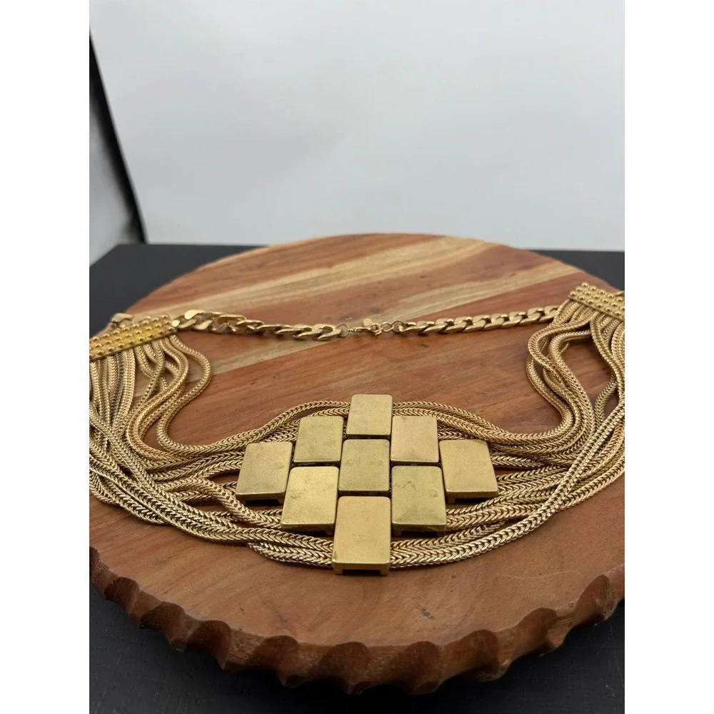 Zara Multi Strand Geometric Plate Chain Belt Women One Size Gold Tone Statement